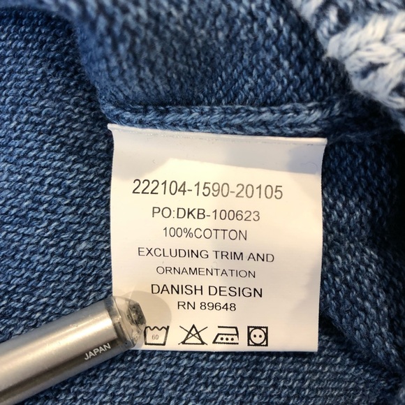 Blue Willi’s Cotton Fisherman Cable Knit Sweater Denmark Indigo Dyed Vintage - Picture 7 of 13